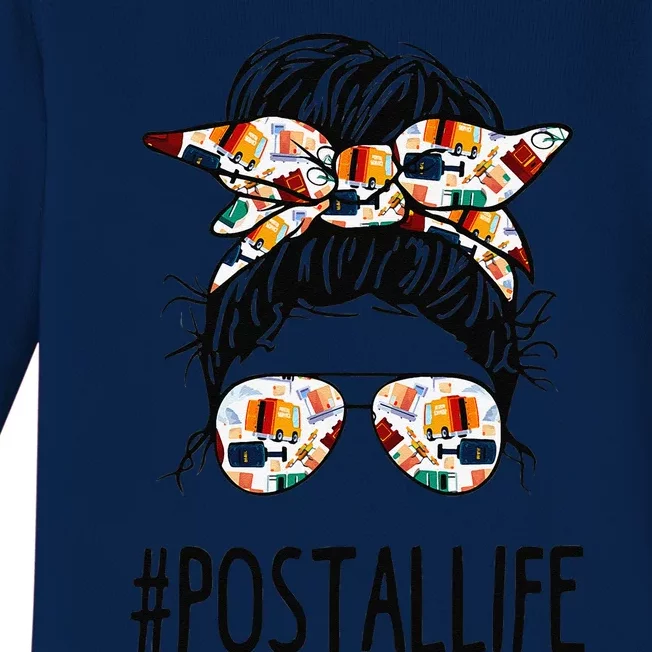 Postallife Messy Bun Mail Carrier Postal Worker Mailwoman Baby Long Sleeve Bodysuit