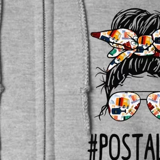 Postallife Messy Bun Mail Carrier Postal Worker Mailwoman Full Zip Hoodie