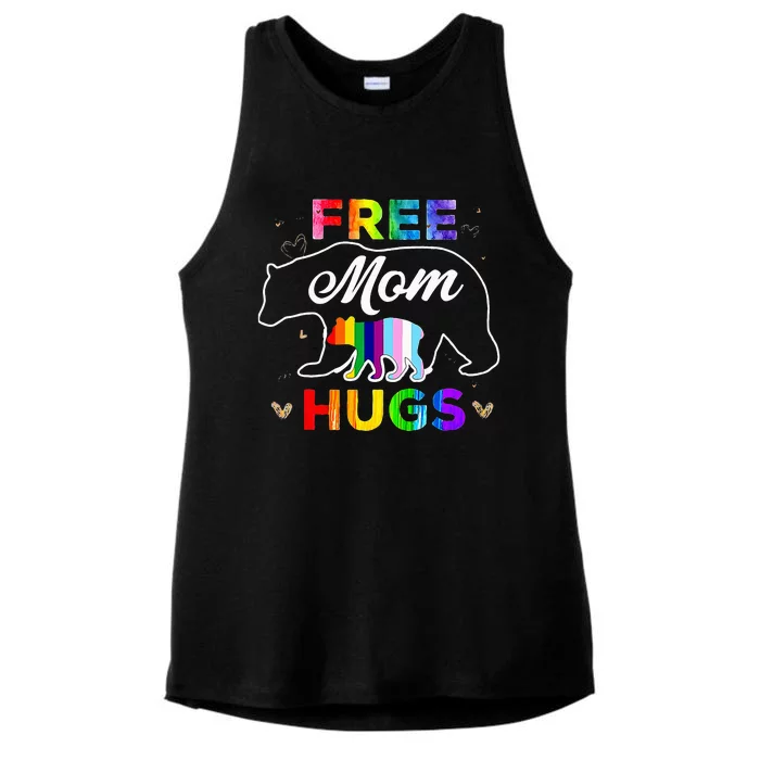 Pride Mama Bear Free Mom Hugs Ladies Tri-Blend Wicking Tank