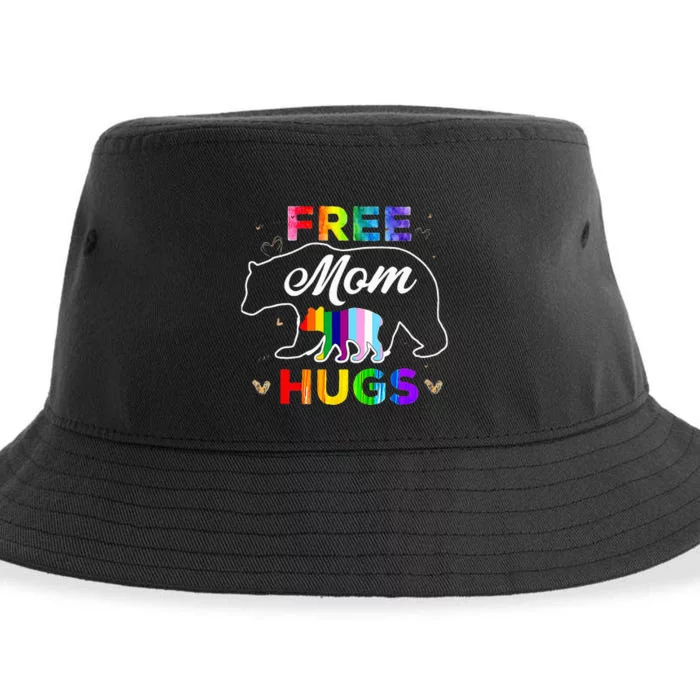 Pride Mama Bear Free Mom Hugs Sustainable Bucket Hat