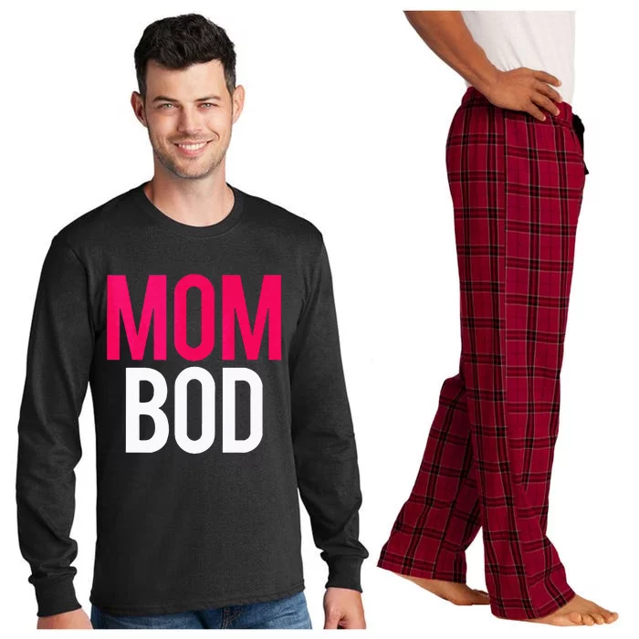 Proud Mom Bod Funny Gym Workout Saying Running Gift Long Sleeve Pajama Set