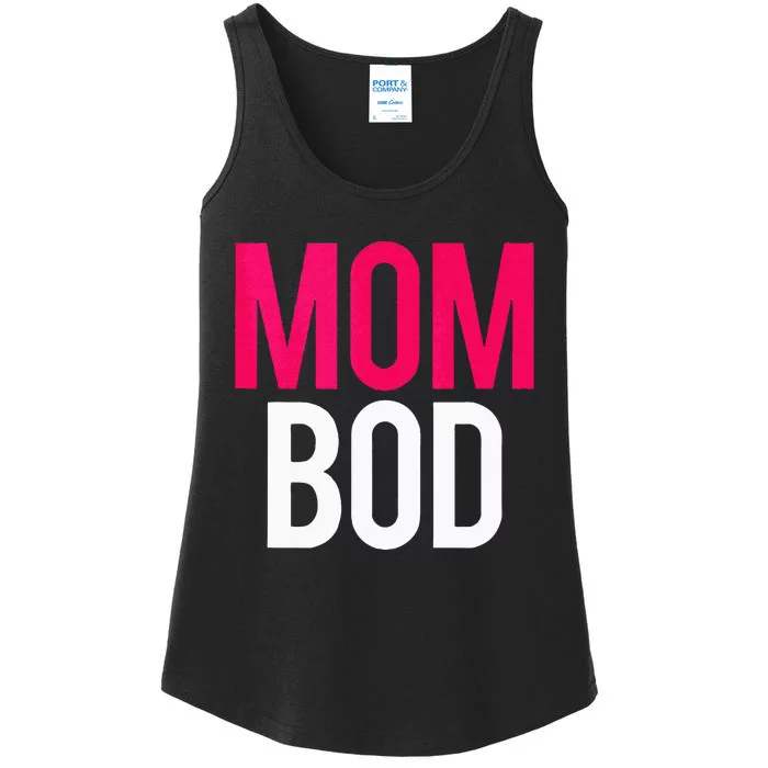 Proud Mom Bod Funny Gym Workout Saying Running Gift Ladies Essential Tank