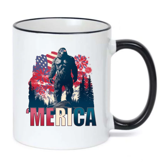 Patriotic Merica Bigfoot Sasquatch Black Color Changing Mug