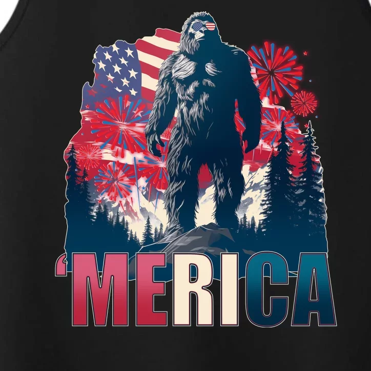 Patriotic Merica Bigfoot Sasquatch Performance Tank