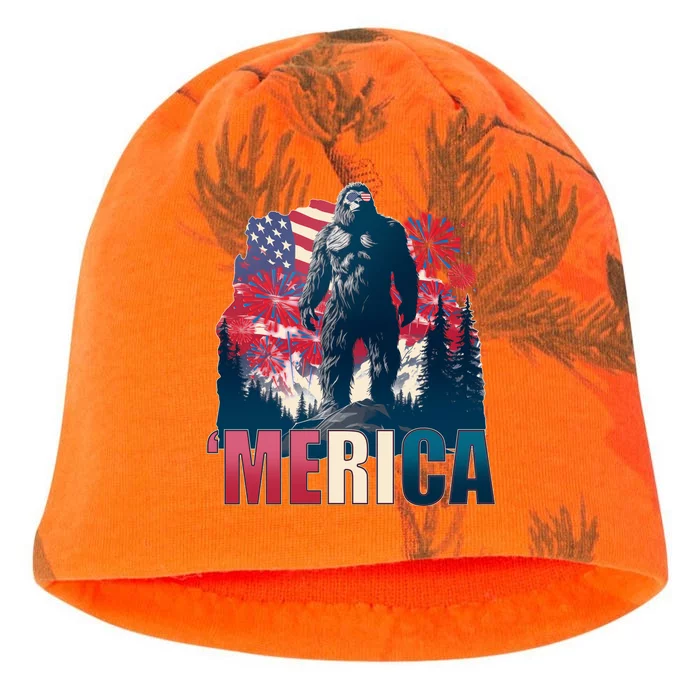 Patriotic Merica Bigfoot Sasquatch Kati - Camo Knit Beanie