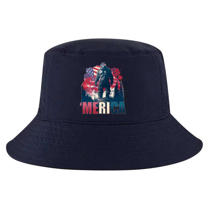 Patriotic Merica Bigfoot Sasquatch Cool Comfort Performance Bucket Hat