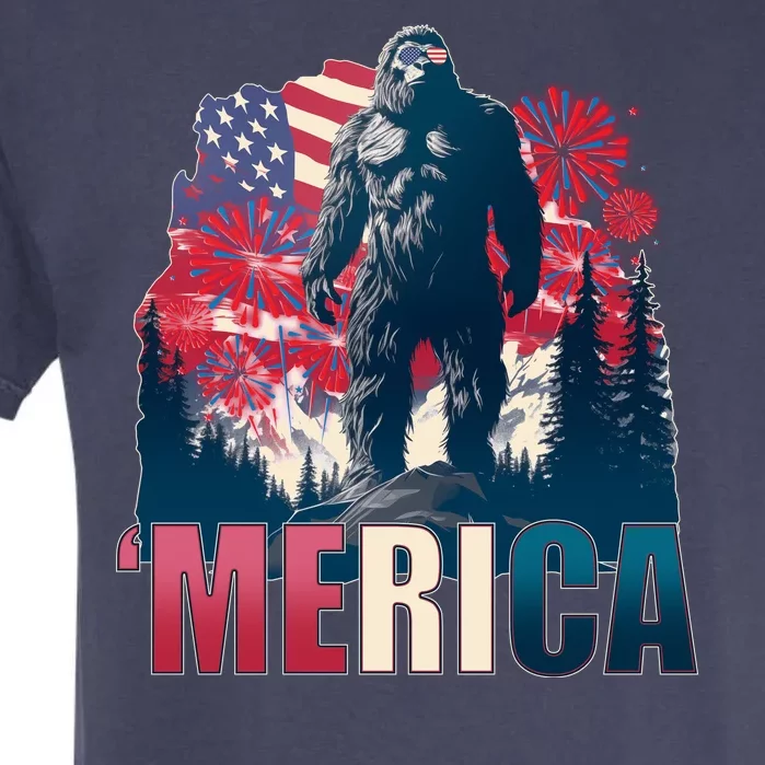 Patriotic Merica Bigfoot Sasquatch Garment-Dyed Heavyweight T-Shirt