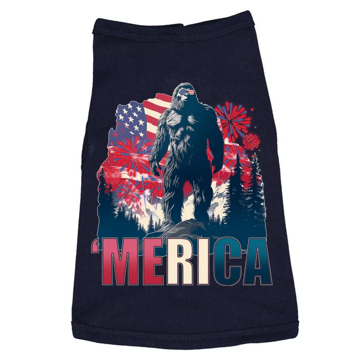 Patriotic Merica Bigfoot Sasquatch Doggie Tank