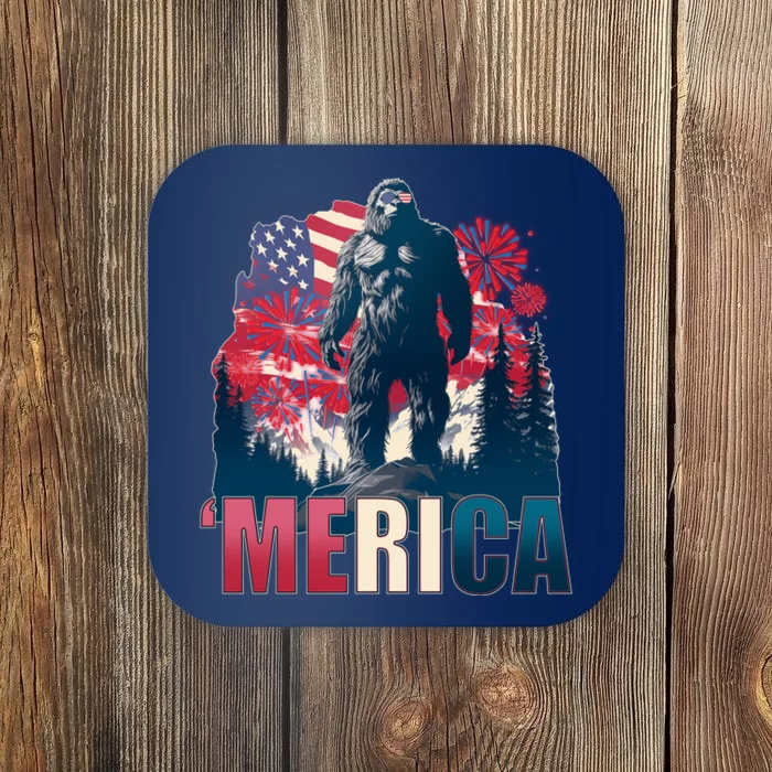 Patriotic Merica Bigfoot Sasquatch Coaster