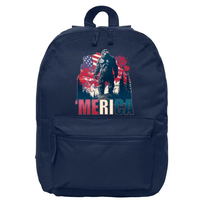 Patriotic Merica Bigfoot Sasquatch 16 in Basic Backpack