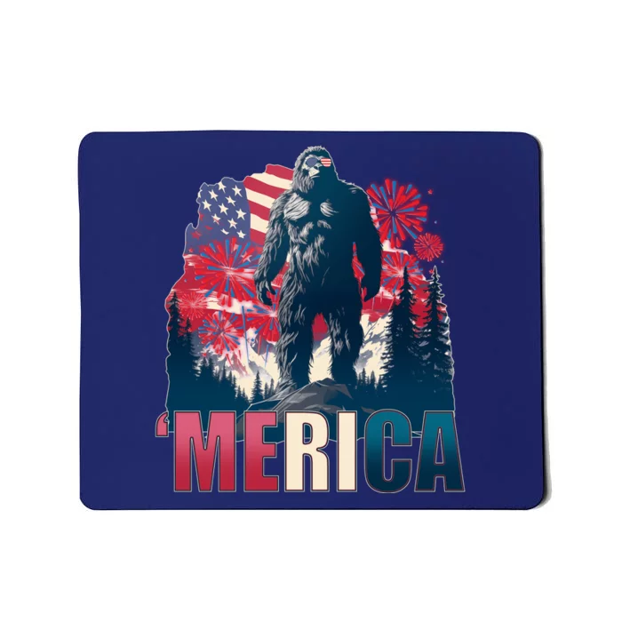 Patriotic Merica Bigfoot Sasquatch Mousepad