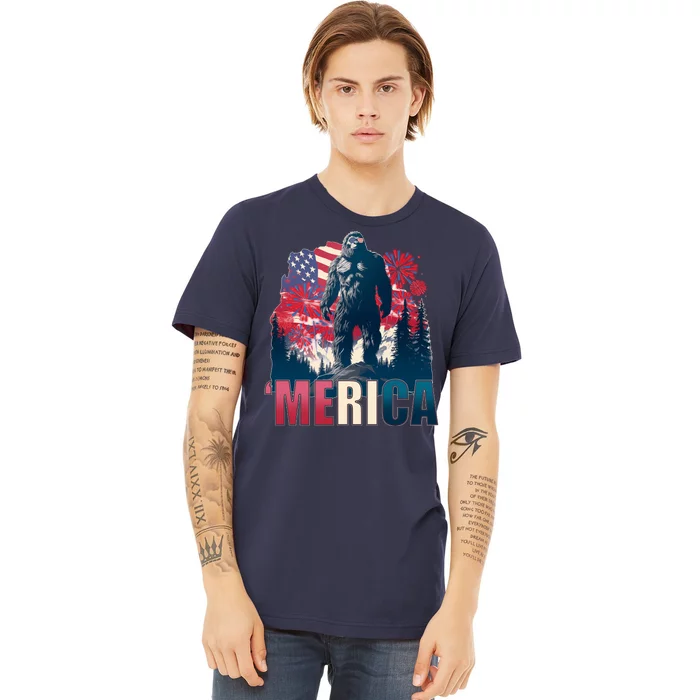 Patriotic Merica Bigfoot Sasquatch Premium T-Shirt