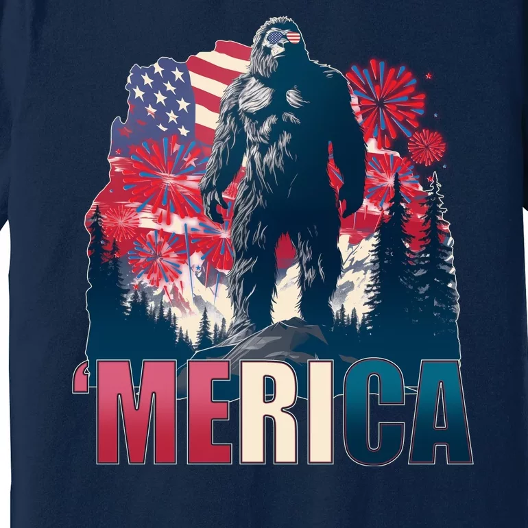 Patriotic Merica Bigfoot Sasquatch Premium T-Shirt