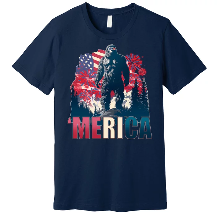 Patriotic Merica Bigfoot Sasquatch Premium T-Shirt