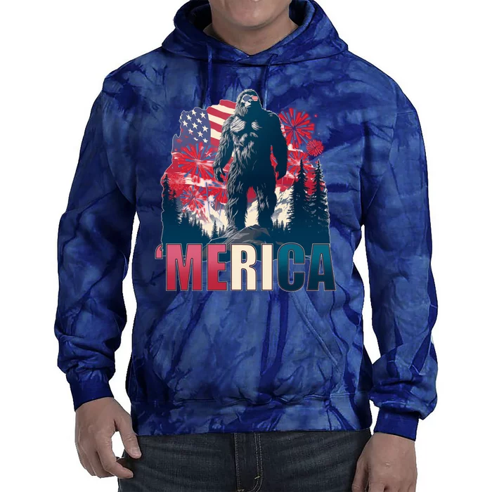 Patriotic Merica Bigfoot Sasquatch Tie Dye Hoodie