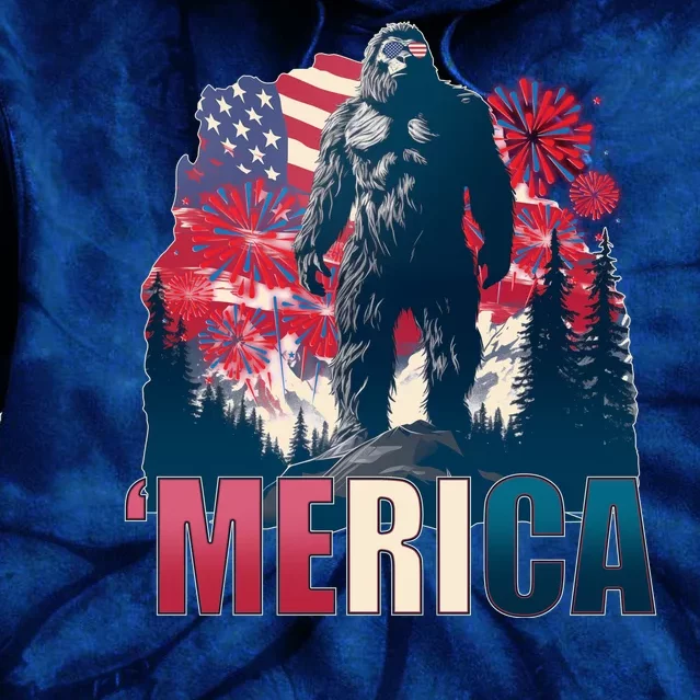 Patriotic Merica Bigfoot Sasquatch Tie Dye Hoodie