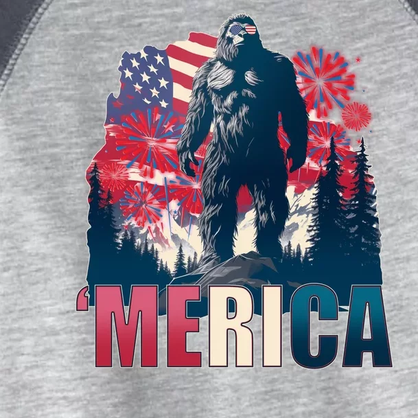 Patriotic Merica Bigfoot Sasquatch Toddler Fine Jersey T-Shirt