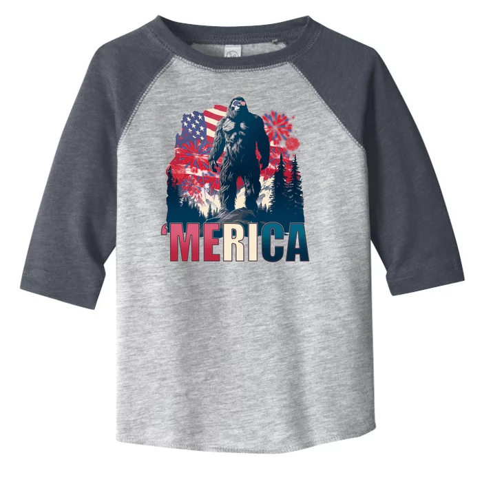 Patriotic Merica Bigfoot Sasquatch Toddler Fine Jersey T-Shirt