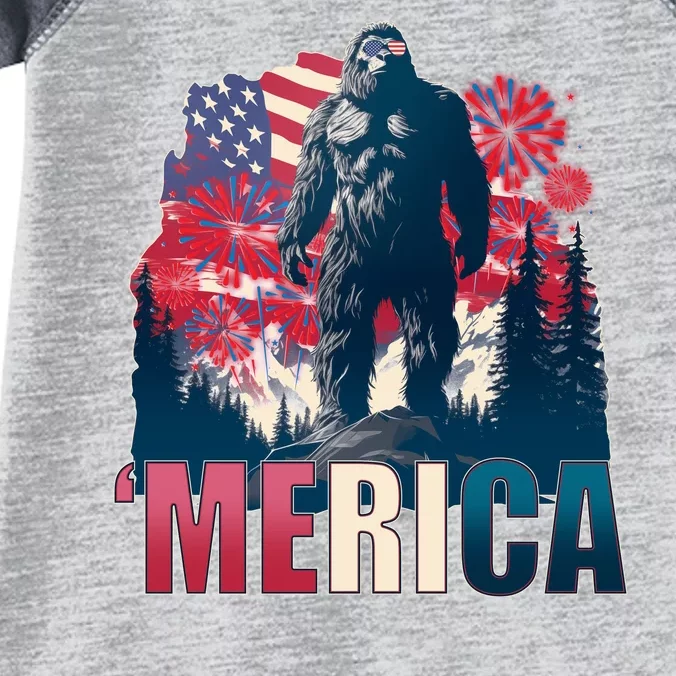 Patriotic Merica Bigfoot Sasquatch Infant Baby Jersey Bodysuit