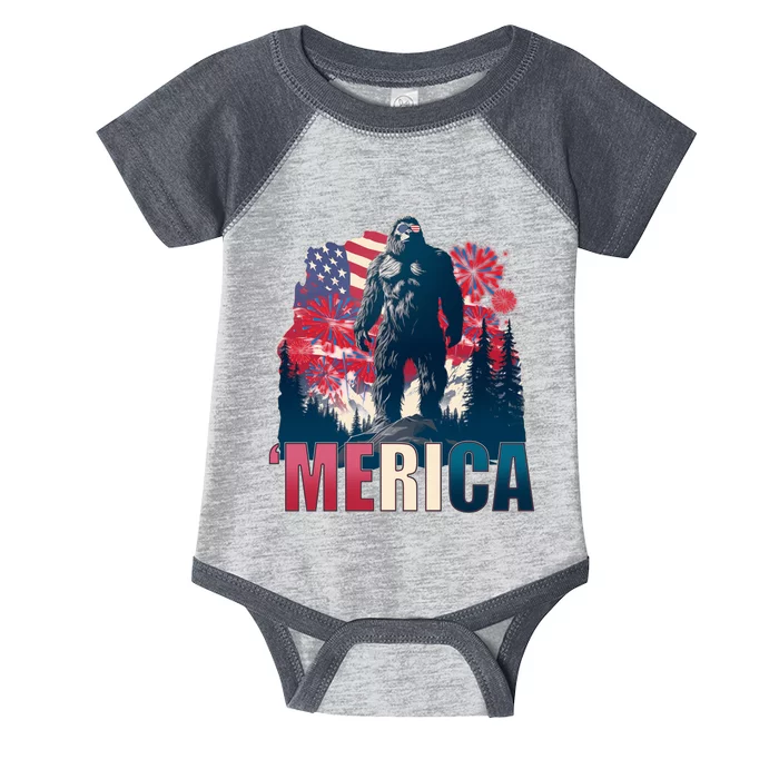 Patriotic Merica Bigfoot Sasquatch Infant Baby Jersey Bodysuit