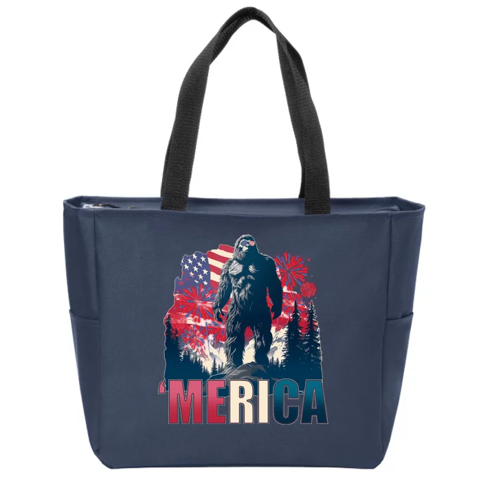 Patriotic Merica Bigfoot Sasquatch Zip Tote Bag