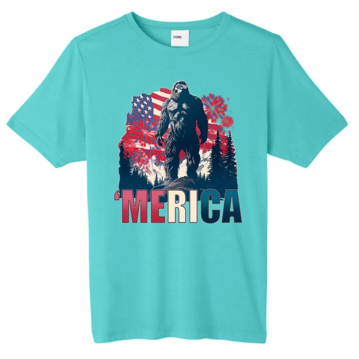 Patriotic Merica Bigfoot Sasquatch ChromaSoft Performance T-Shirt