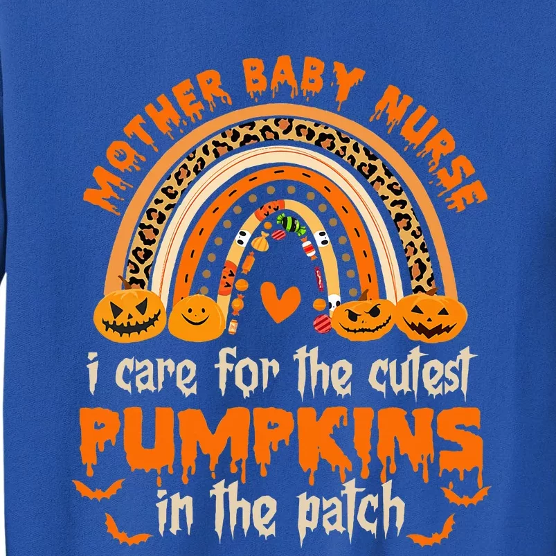 Postpartum Mother Baby Nurse Halloween Rainbow Leopard Tall Sweatshirt