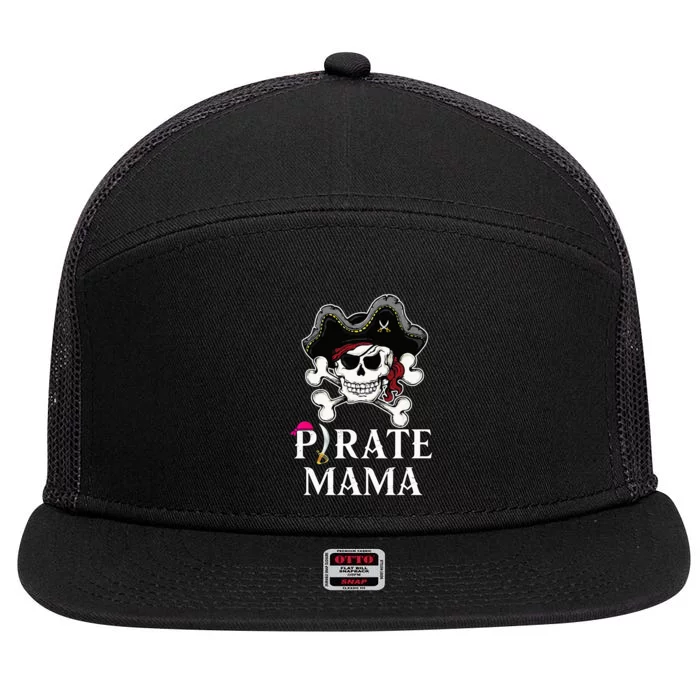 Pirate Mama Costume Jolly Roger Crossbones Funny Pirate Mom 7 Panel Mesh Trucker Snapback Hat