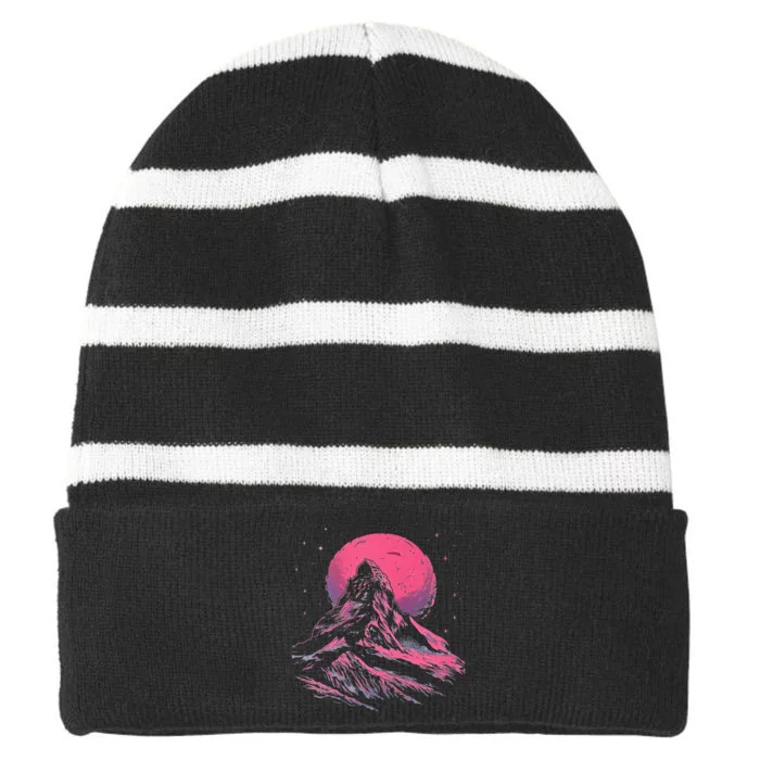 Pin.K Mountain Cool Striped Beanie with Solid Band