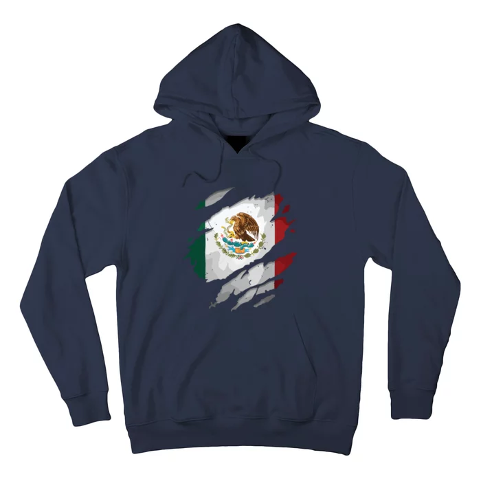 Proud Mexican Chicano Latino Torn Ripped Mexico Flag Hoodie