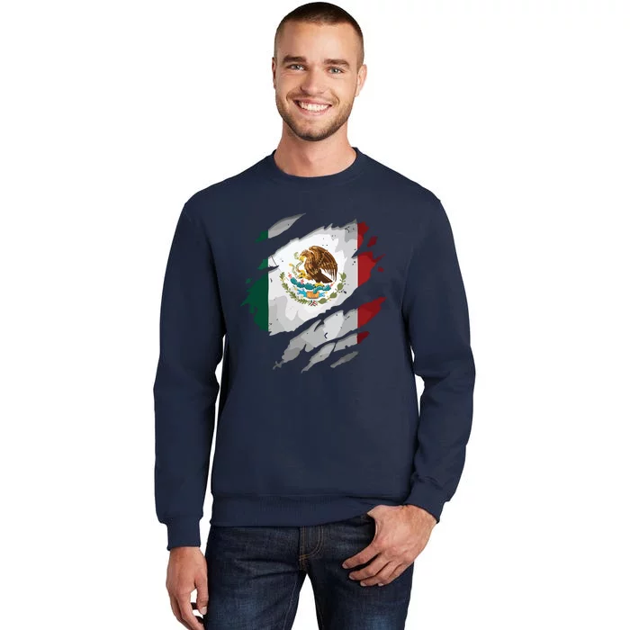 Proud Mexican Chicano Latino Torn Ripped Mexico Flag Sweatshirt