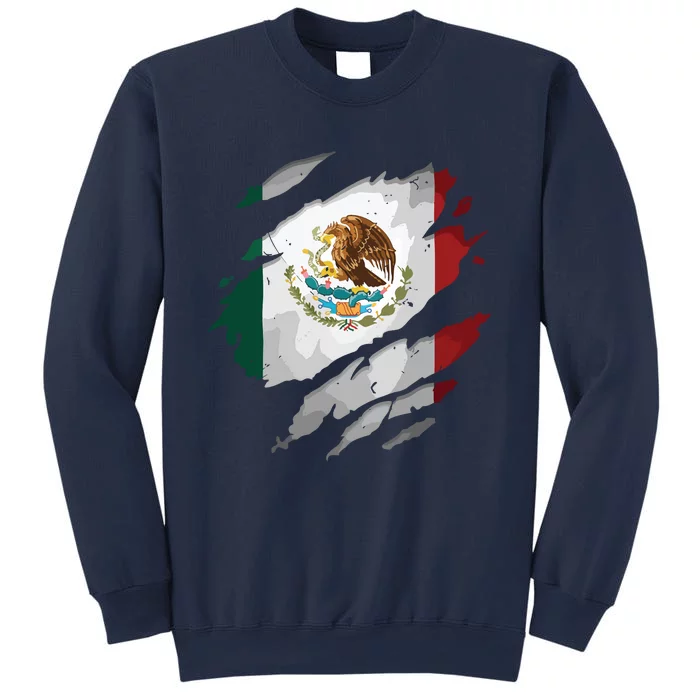 Proud Mexican Chicano Latino Torn Ripped Mexico Flag Sweatshirt