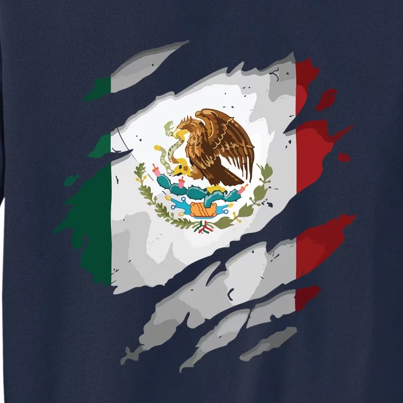 Proud Mexican Chicano Latino Torn Ripped Mexico Flag Tall Sweatshirt