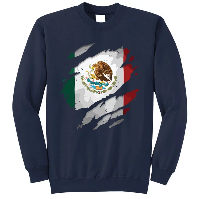 Proud Mexican Chicano Latino Torn Ripped Mexico Flag Tall Sweatshirt