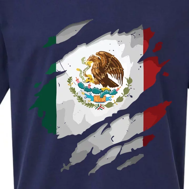 Proud Mexican Chicano Latino Torn Ripped Mexico Flag Sueded Cloud Jersey T-Shirt