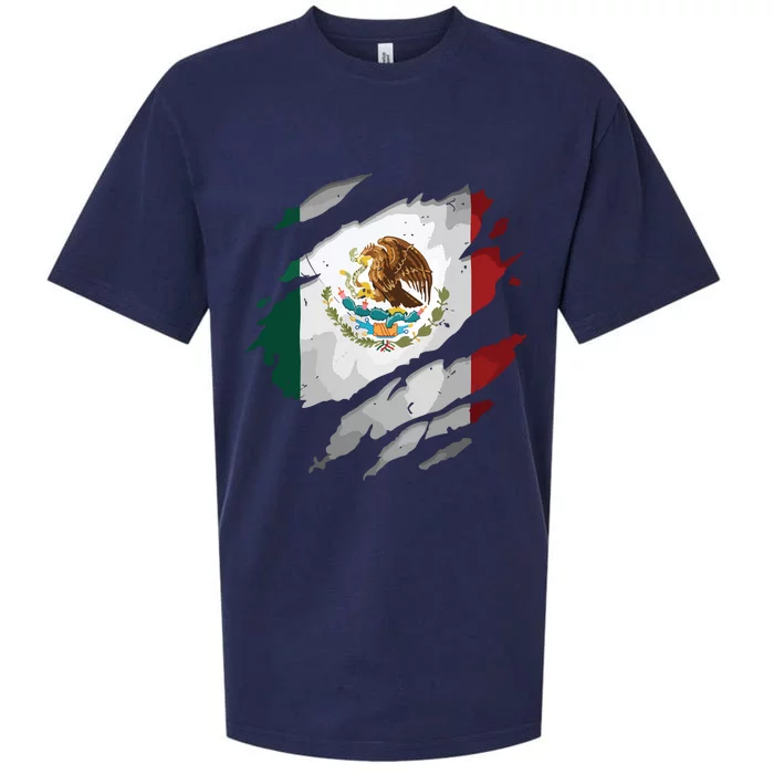 Proud Mexican Chicano Latino Torn Ripped Mexico Flag Sueded Cloud Jersey T-Shirt