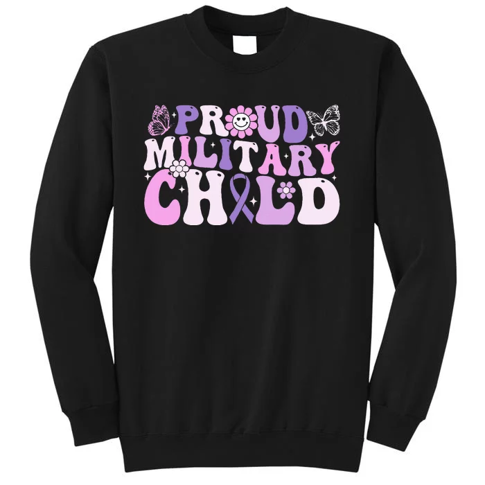 Proud Military Child Groovy Purple Up For MilitaryproudMilitaryChildGroovyPu Tall Sweatshirt