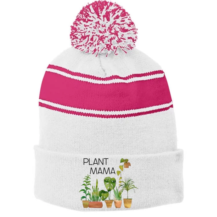 Plant Mama Crazy Plant Lady Monstera Mom Gift Stripe Pom Pom Beanie