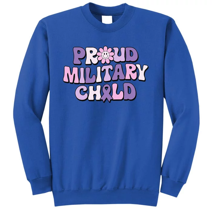 Proud Military Child Groovy Purple Up for Military Tall Sweatshirt