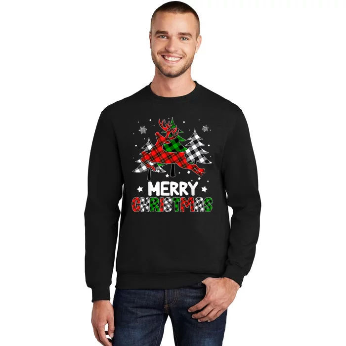 Plaid Merry Christmas Reindeer Tree Family Matching Pajamas Sweatshirt