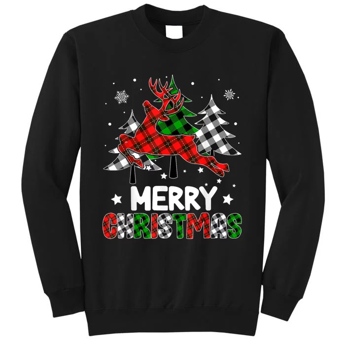 Plaid Merry Christmas Reindeer Tree Family Matching Pajamas Sweatshirt