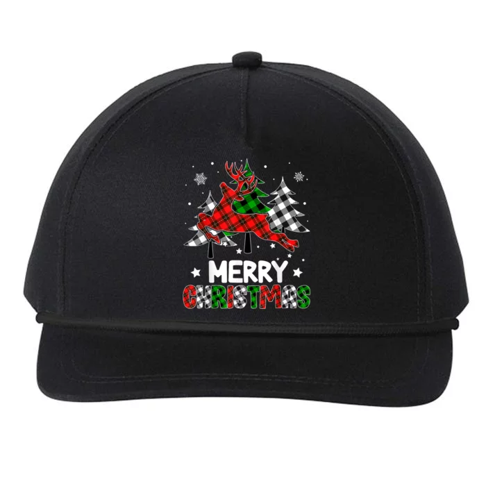 Plaid Merry Christmas Reindeer Tree Family Matching Pajamas Snapback Five-Panel Rope Hat