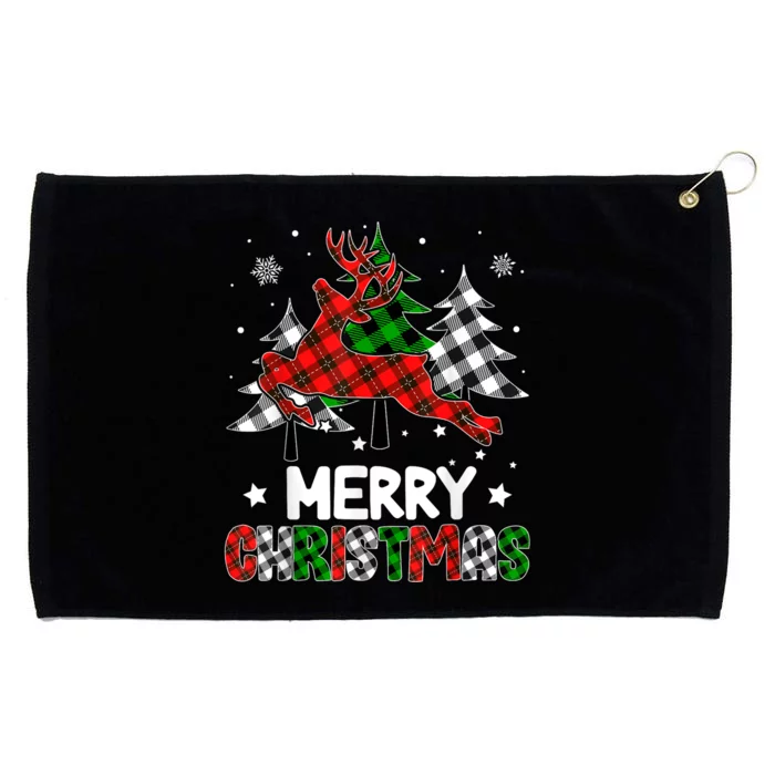 Plaid Merry Christmas Reindeer Tree Family Matching Pajamas Grommeted Golf Towel