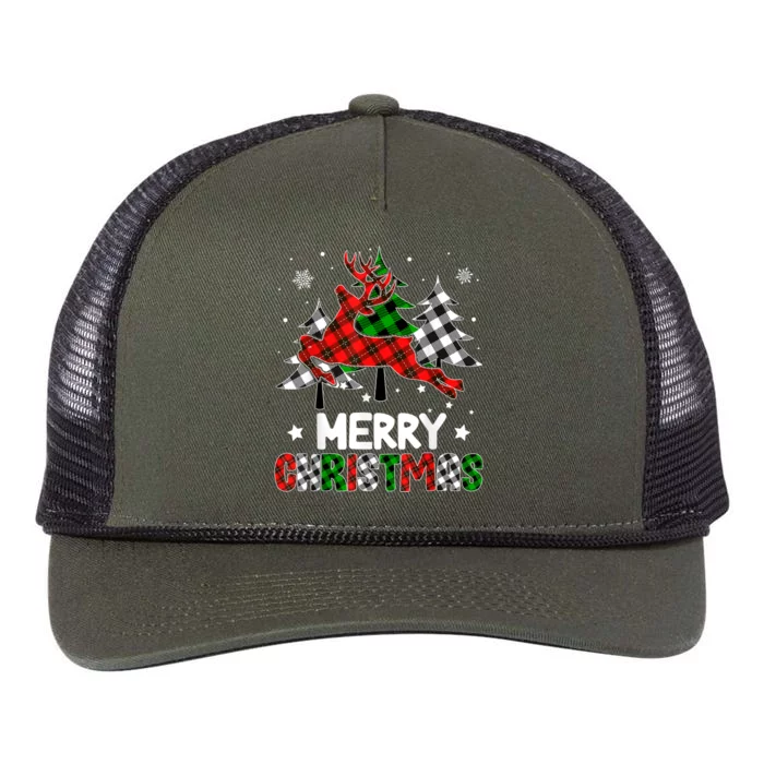 Plaid Merry Christmas Reindeer Tree Family Matching Pajamas Retro Rope Trucker Hat Cap