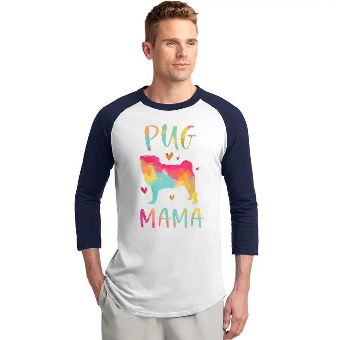 Pug Mama Colorful Pug Gifts Dog Mom Baseball Sleeve Shirt