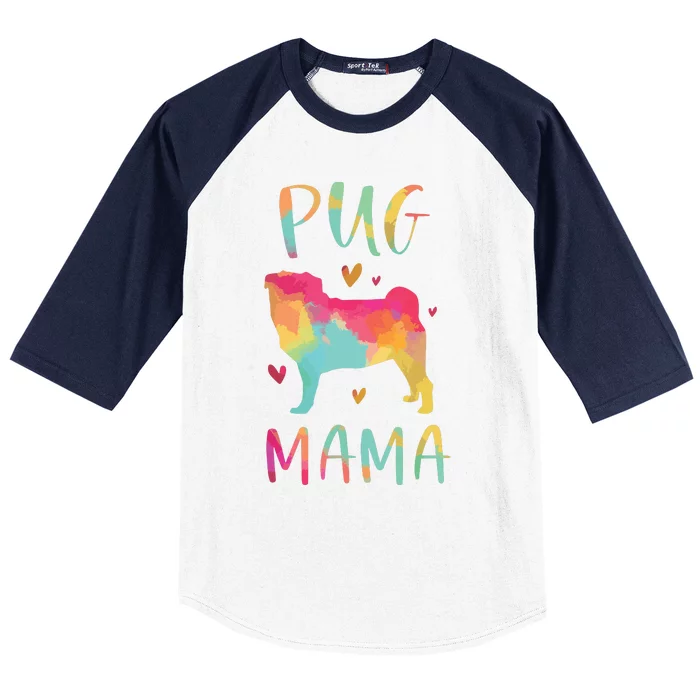 Pug Mama Colorful Pug Gifts Dog Mom Baseball Sleeve Shirt