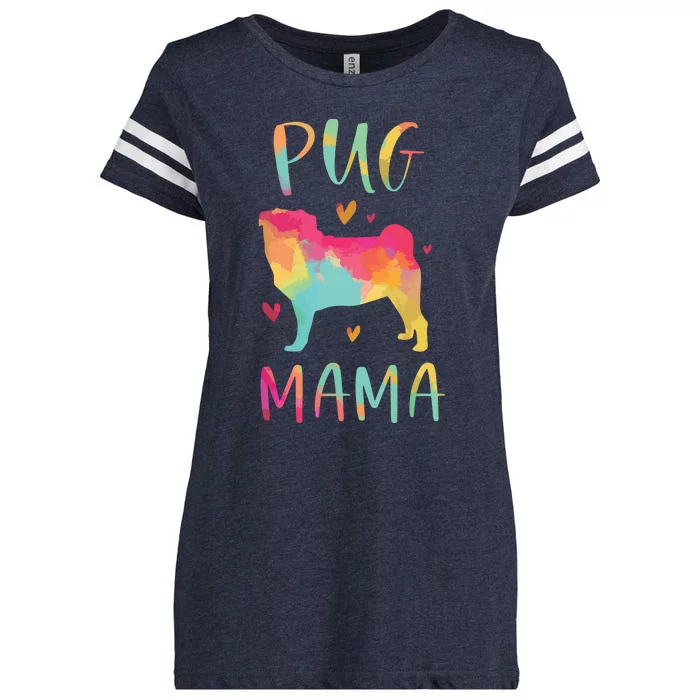 Pug Mama Colorful Pug Gifts Dog Mom Enza Ladies Jersey Football T-Shirt