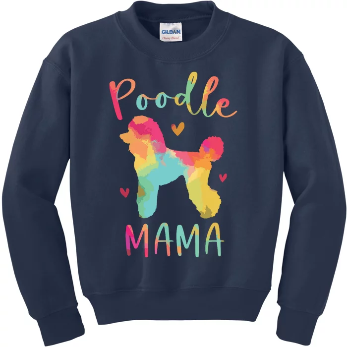 Poodle Mama Colorful Poodle Gifts Dog Mom Kids Sweatshirt