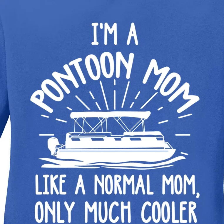 Pontoon Mom Cool Gift Funny Boating Pontoon Lover Mother Gift Ladies Long Sleeve Shirt