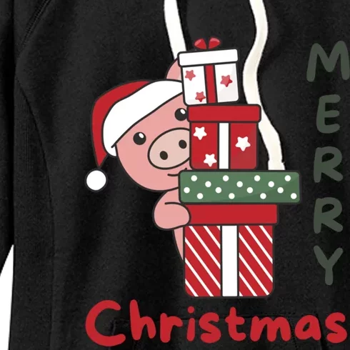 Pig Merry Christmas Winter Pigs Christmas Great Gift Women's Fleece Hoodie